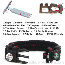 LED Light Outdoor Survival Camo Paracord Bracelet Flint Fire Starter Compass NEW (Army Camo)